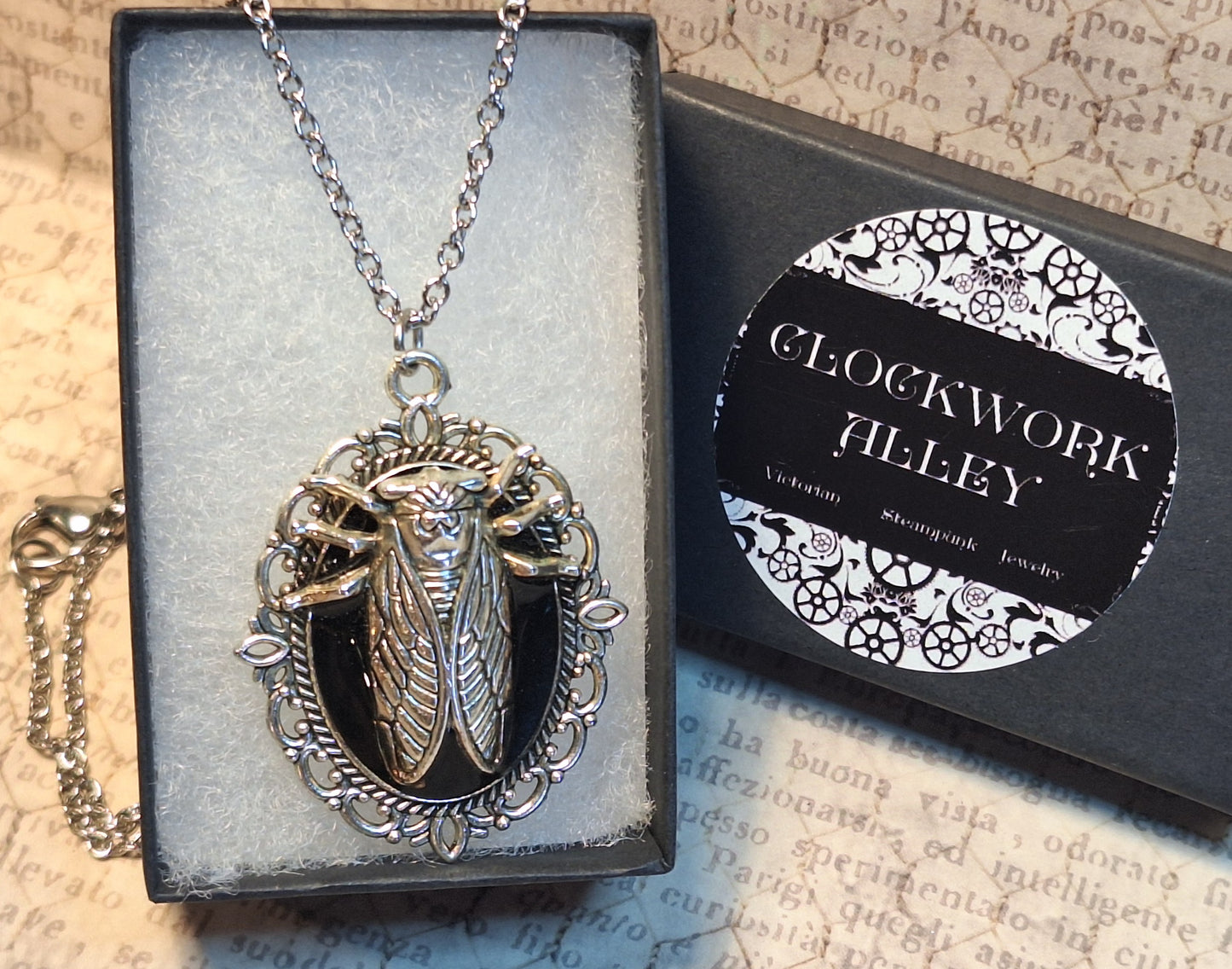 Ornate Cicada pendant Necklace