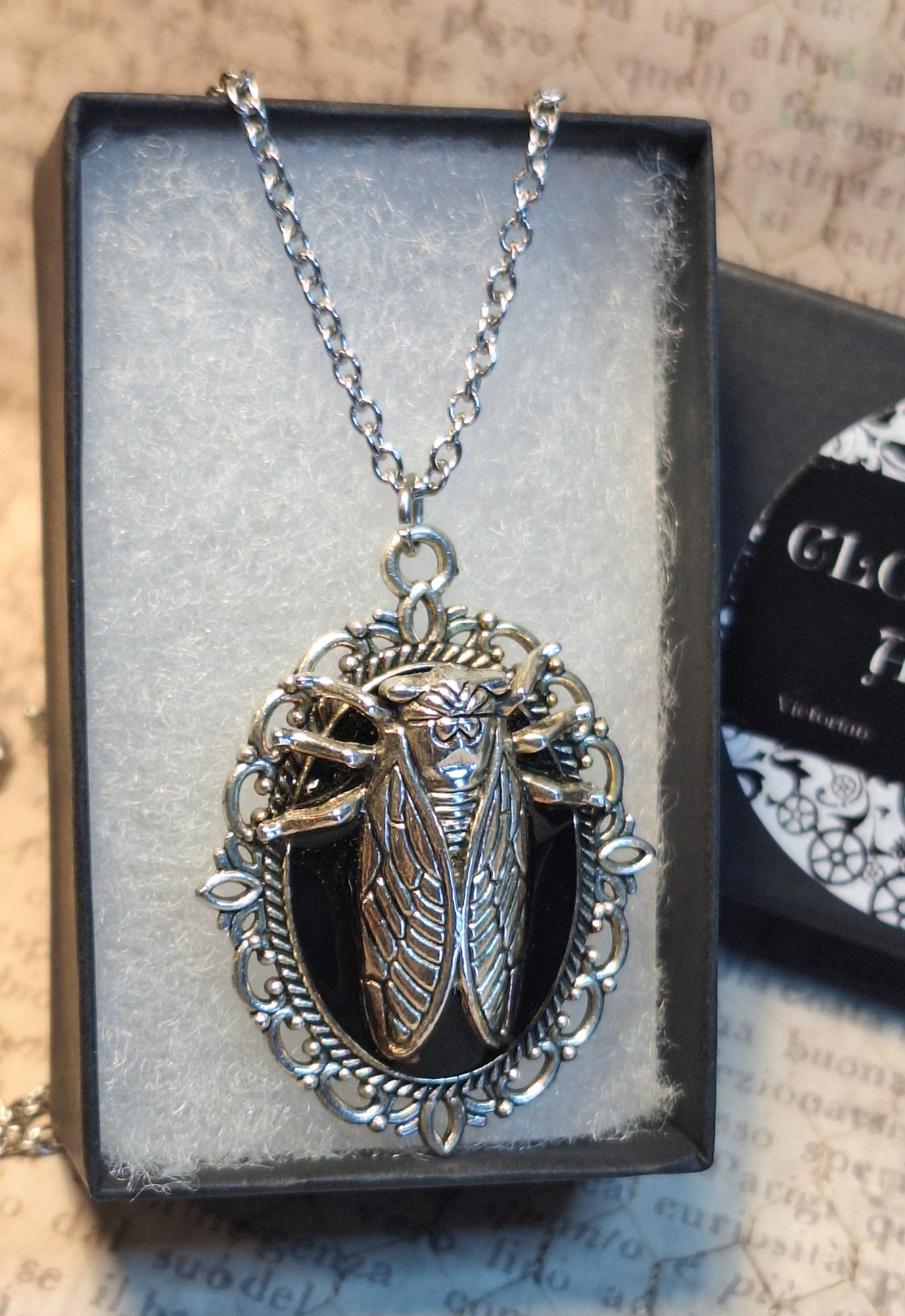 Ornate Cicada pendant Necklace