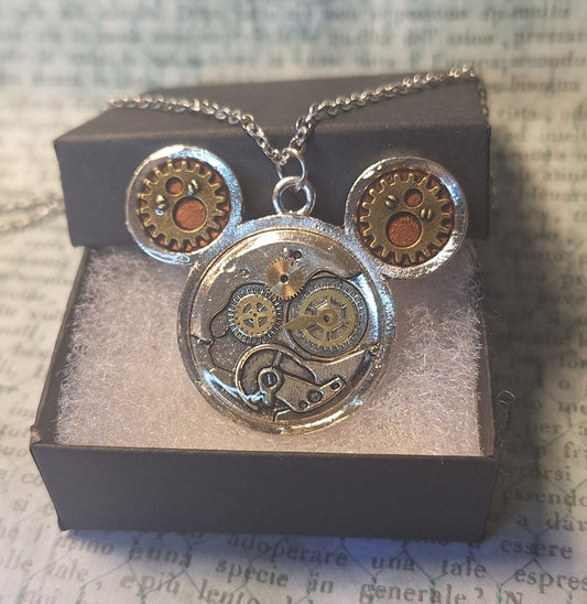 Steampunk Mouse Ears Pendant Necklace