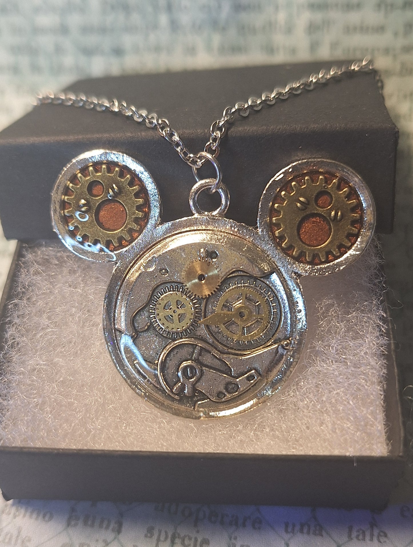 Steampunk Mouse Ears Pendant Necklace