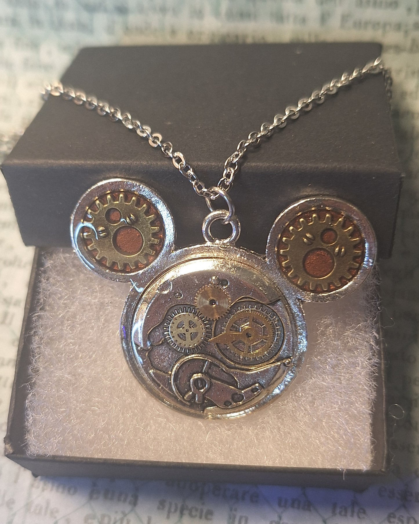 Steampunk Mouse Ears Pendant Necklace