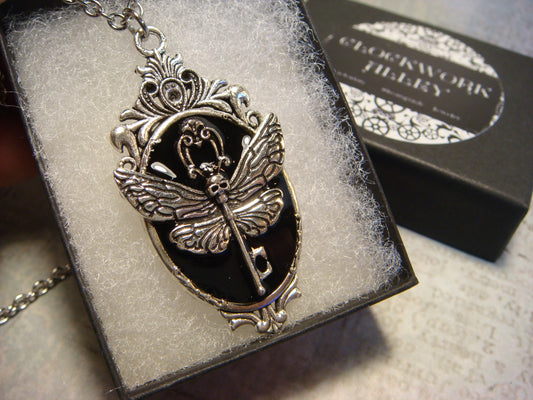 Moth Skull Key Ornate Necklace