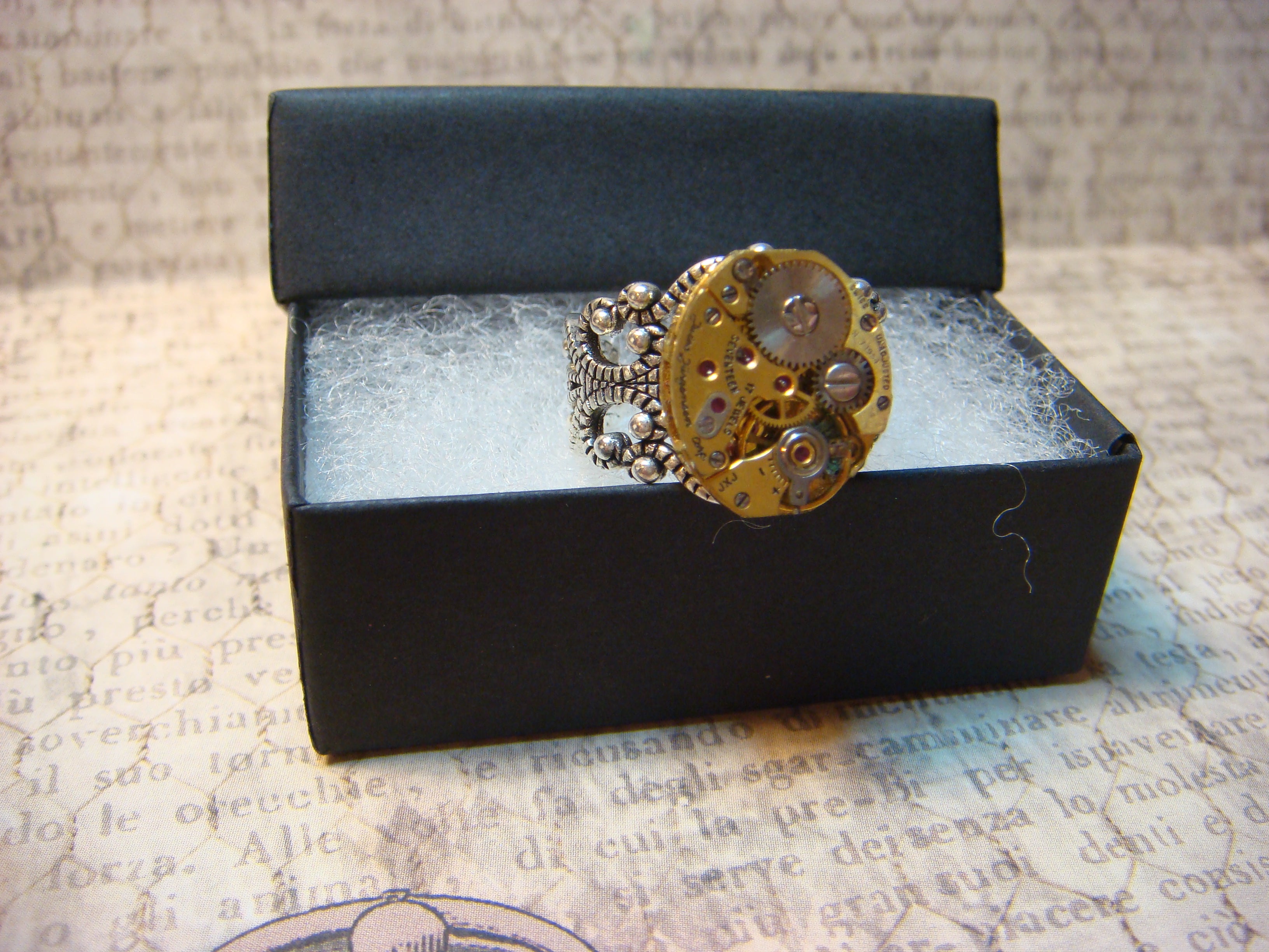Watch Movement Filigree Ring in Antique Silver - Adjustable – Clockwork ...