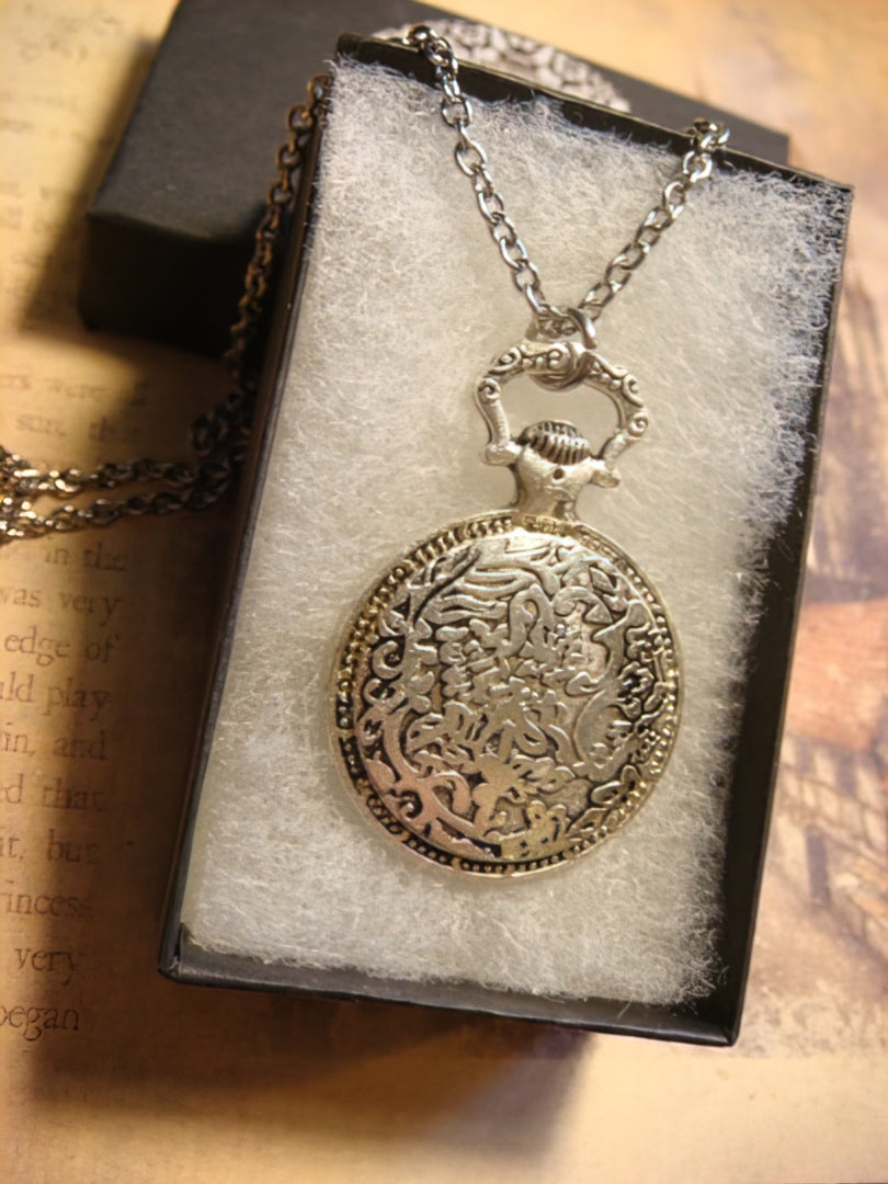 Bee over Map Pocket Watch Pendant Necklace