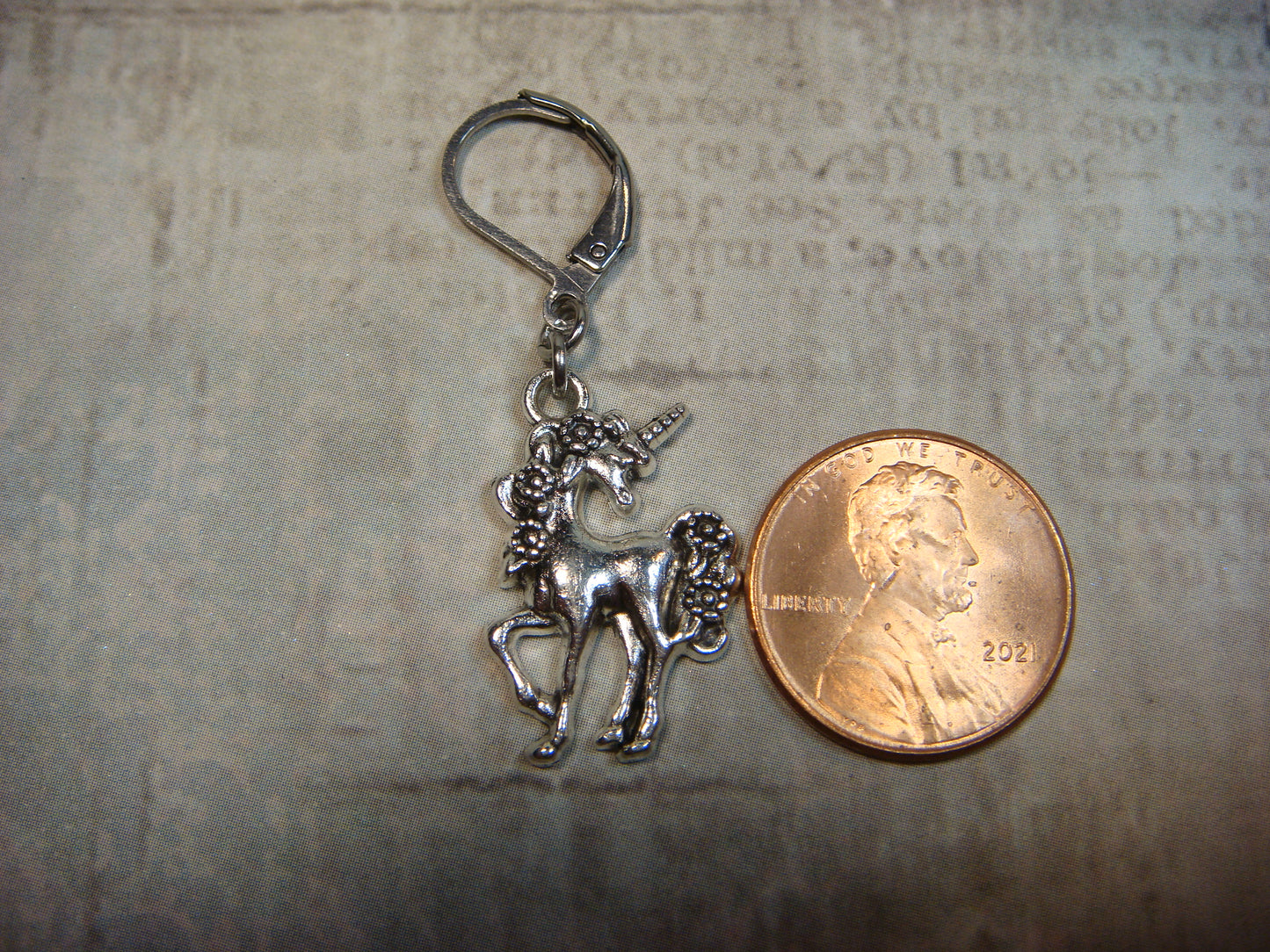 Unicorn Dangle Earrings in Antique Silver