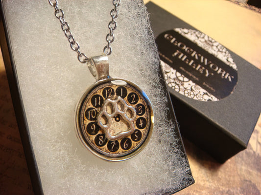 Paw over Clock Small Pendant Necklace