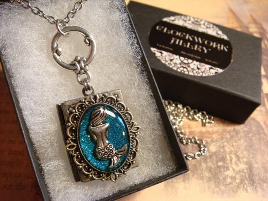 Mermaid Ornate Book Locket Necklace