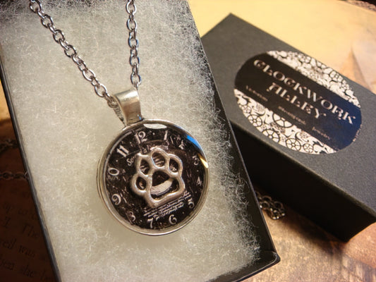 Paw over Clock Small Pendant Necklace