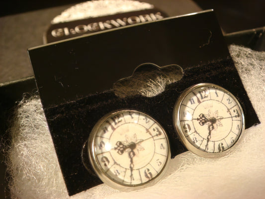 Clock Image Stainless Steel Stud Earrings