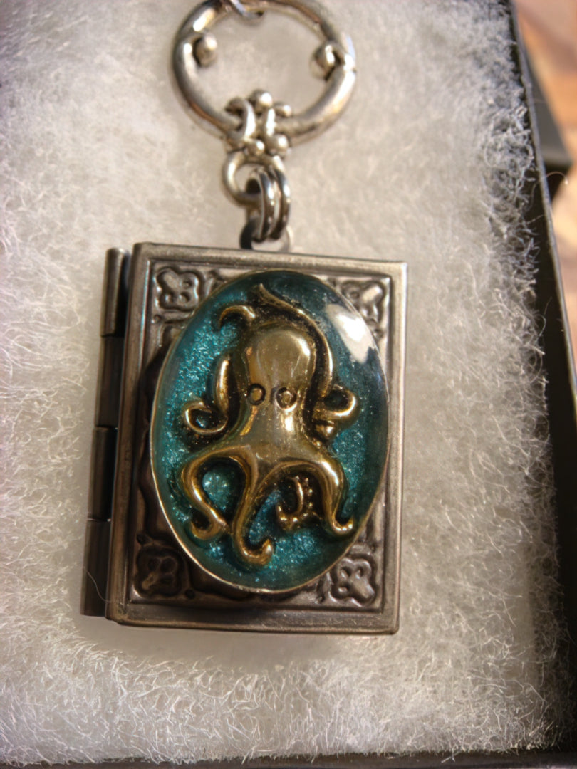 Octopus Oval Book Locket Necklace