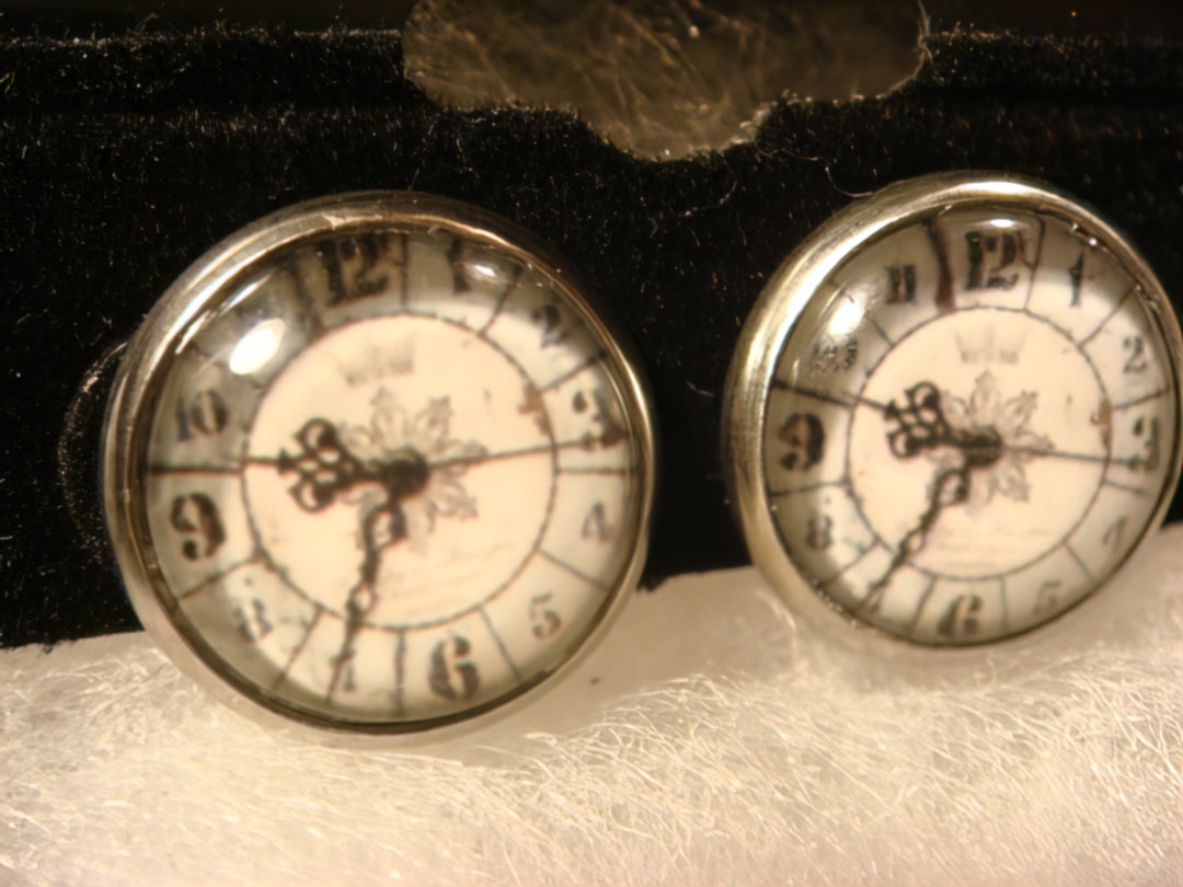 Clock Image Stainless Steel Stud Earrings