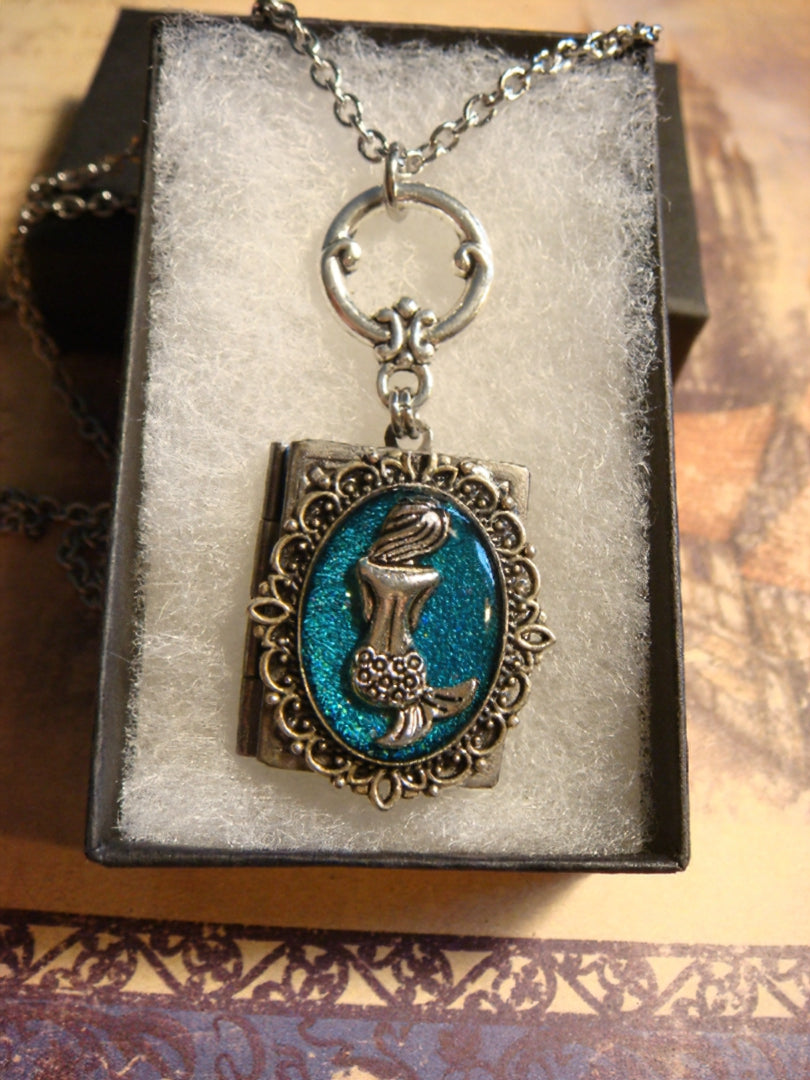 Mermaid Ornate Book Locket Necklace