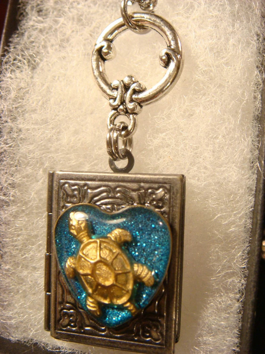 Turtle Heart Book Locket Necklace