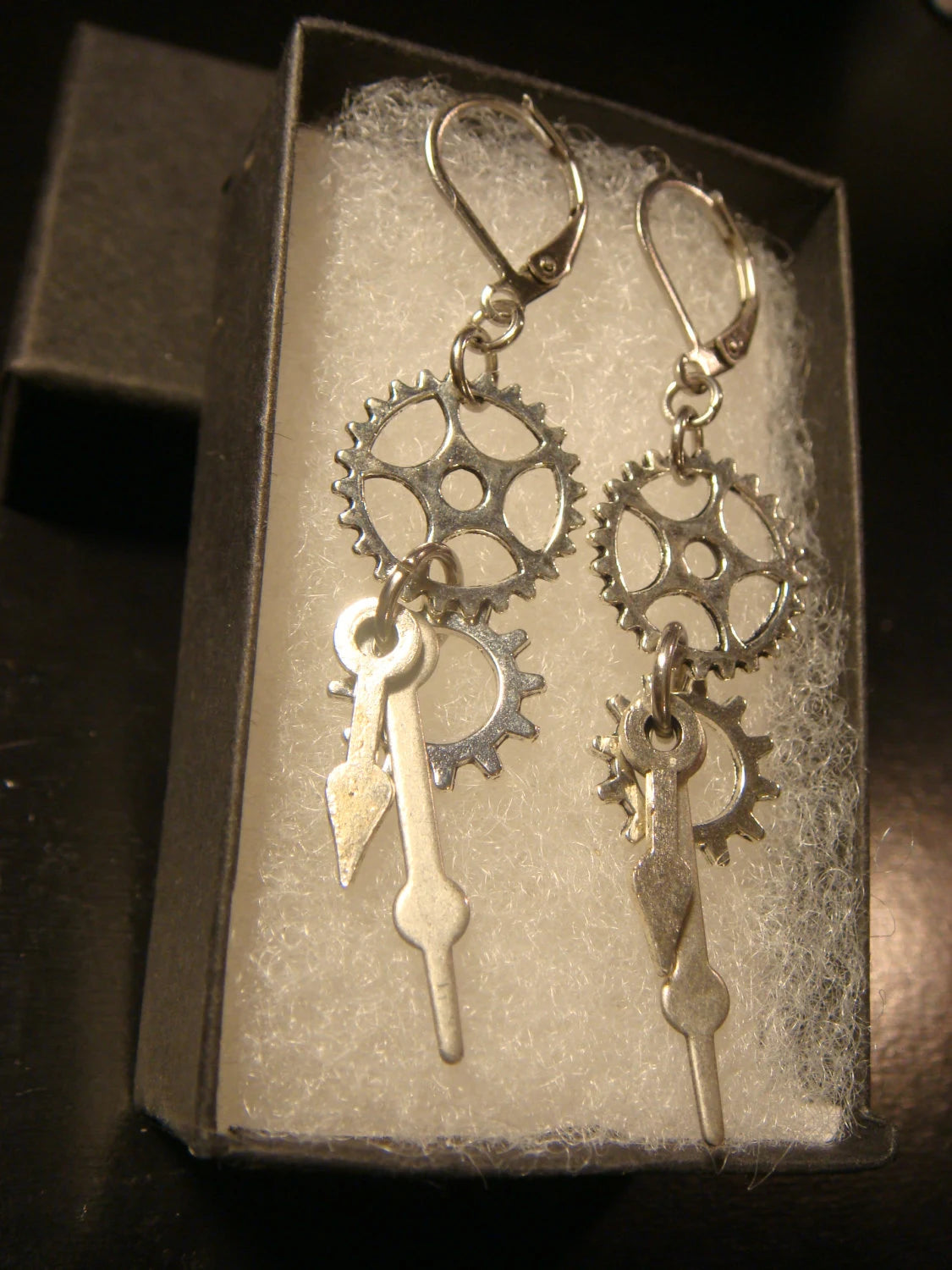 Gears, Cogs and Watch Hands Dangle Earrings