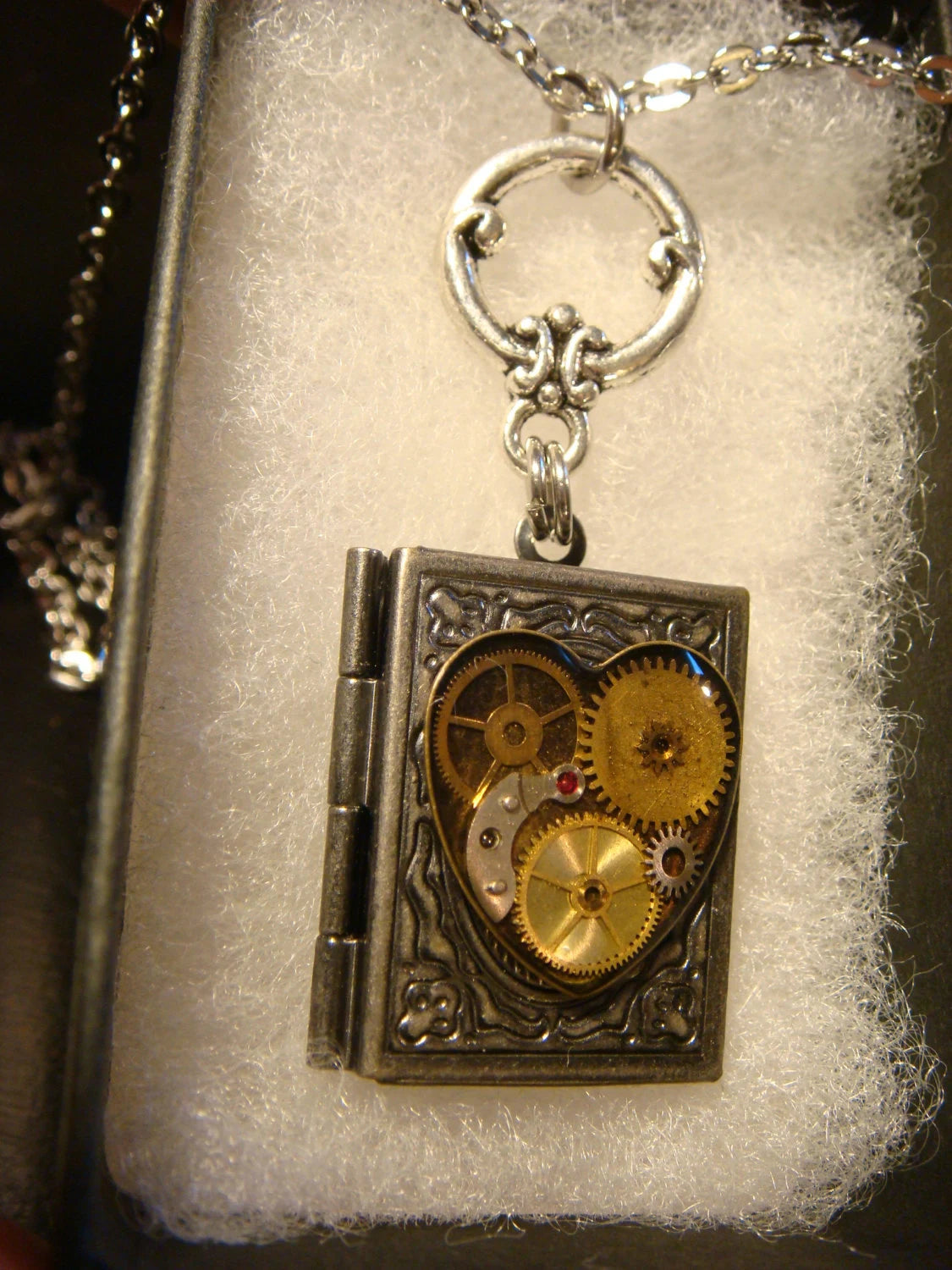 Heart Gears and Watch Parts Book Locket Necklace