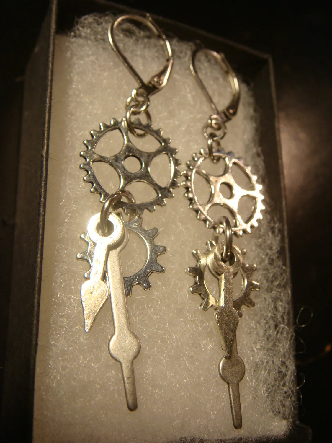 Gears, Cogs and Watch Hands Dangle Earrings