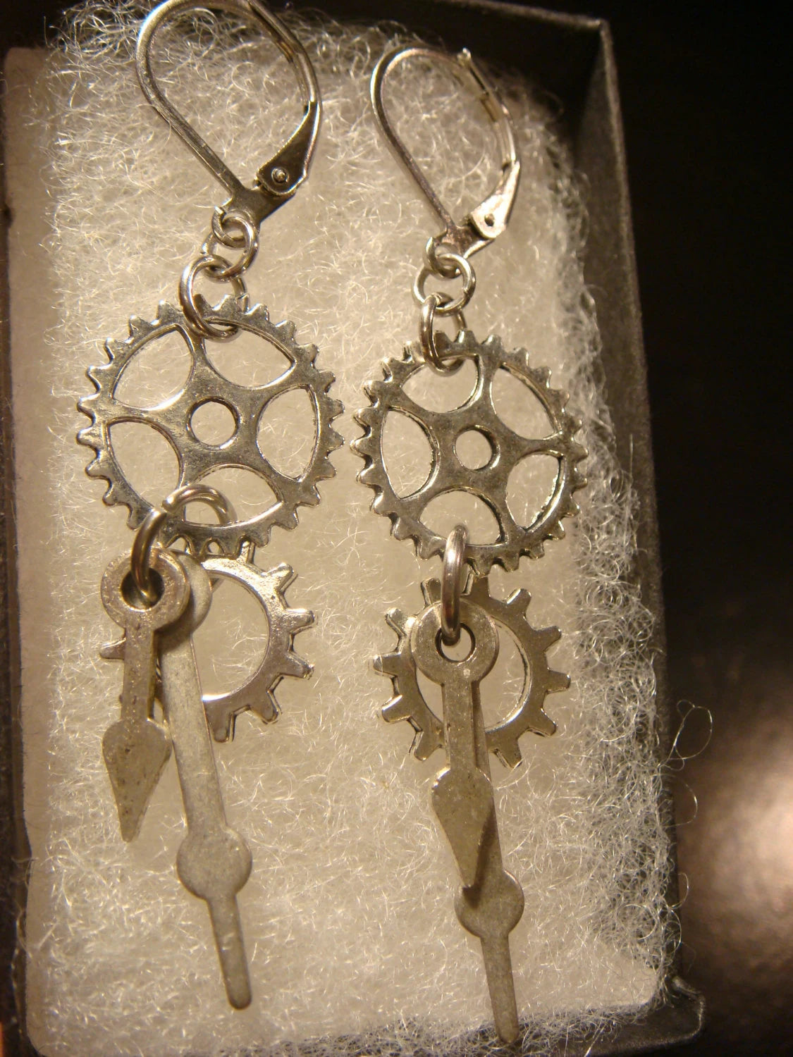 Gears, Cogs and Watch Hands Dangle Earrings