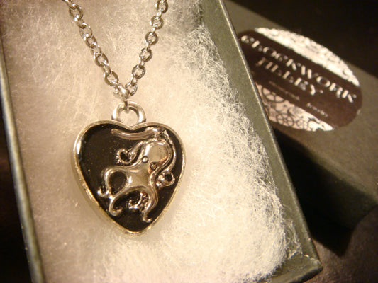 Octopus Heart Necklace - Black