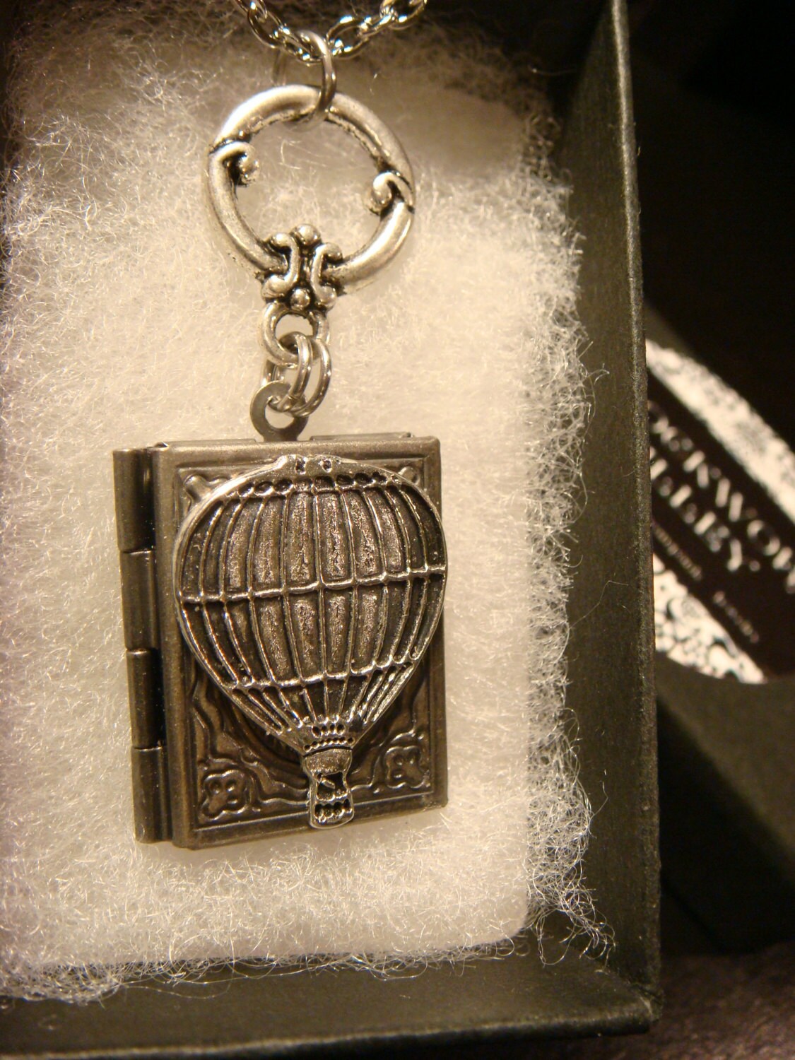 Hot Air Balloon Book Locket Necklace