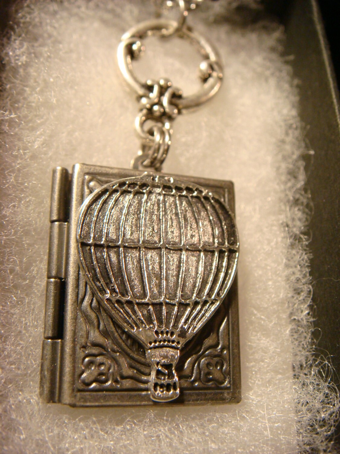 Hot Air Balloon Book Locket Necklace