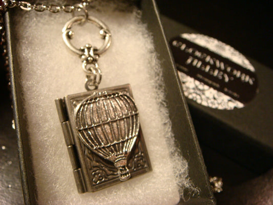 Hot Air Balloon Book Locket Necklace