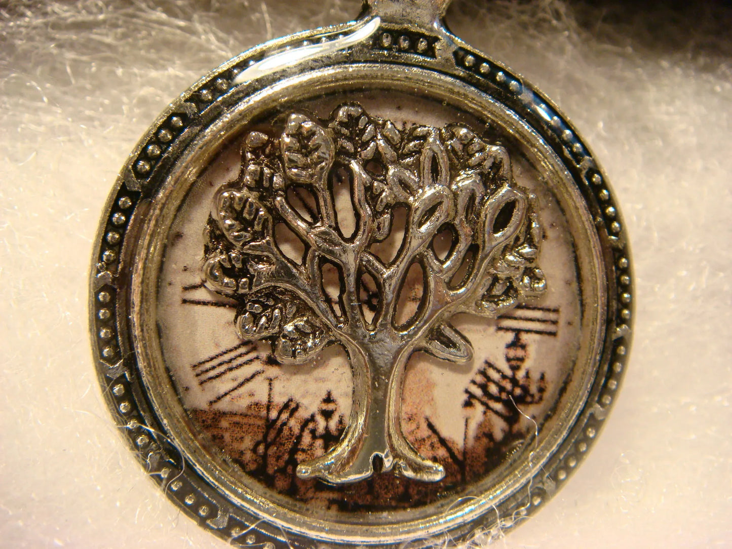 Tree of Life over Victorian Clock Pocket Watch Pendant Necklace