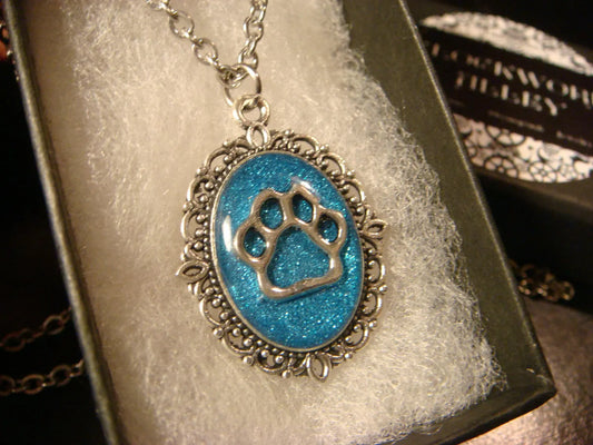 Paw Small Ornate Necklace - Blue