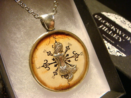 Mermaid over Compass Rose Pendant Necklace