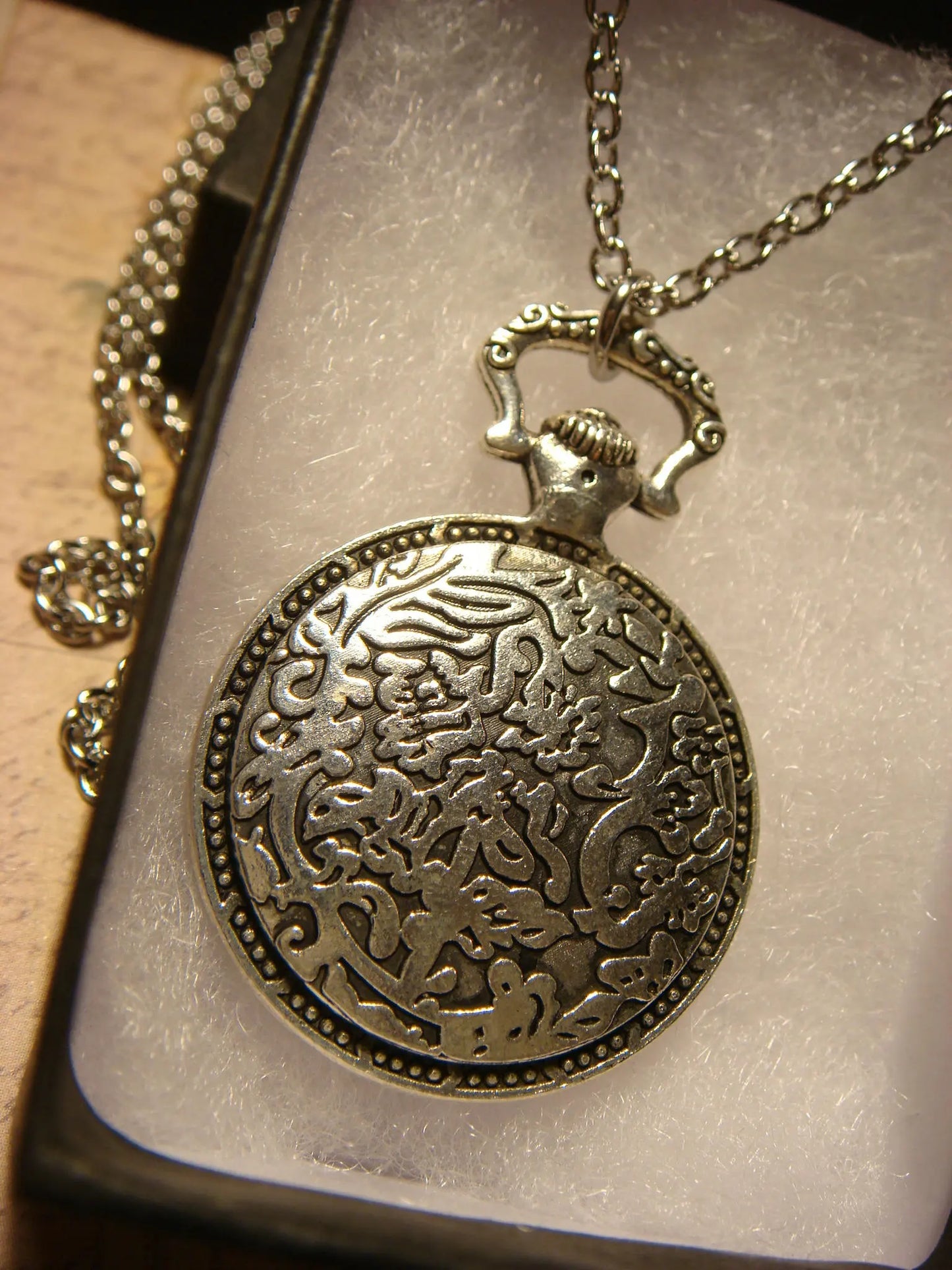 Bee over Victorian Clock Pocket Watch Pendant Necklace