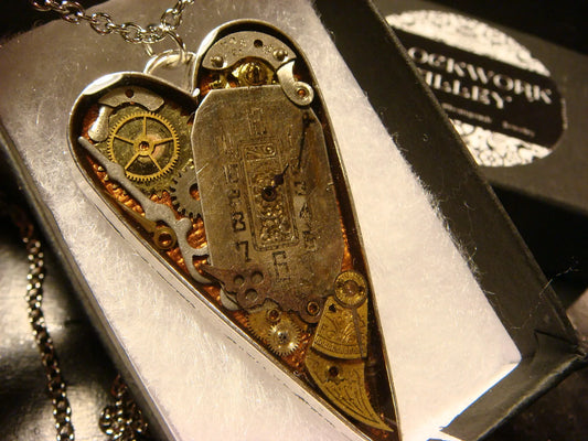 Clockwork Heart with Gears and Watch Parts Necklace