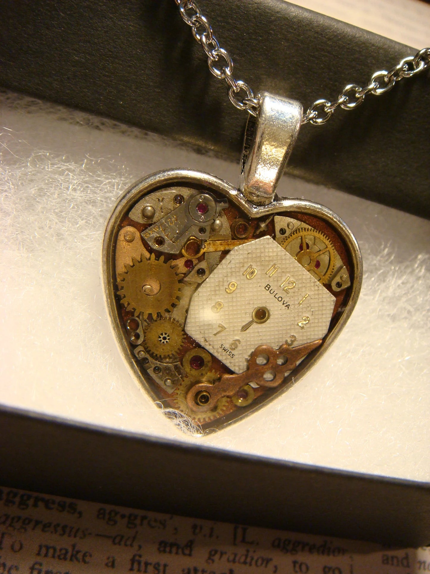 Clockwork Heart with Vintage Watch Parts Necklace