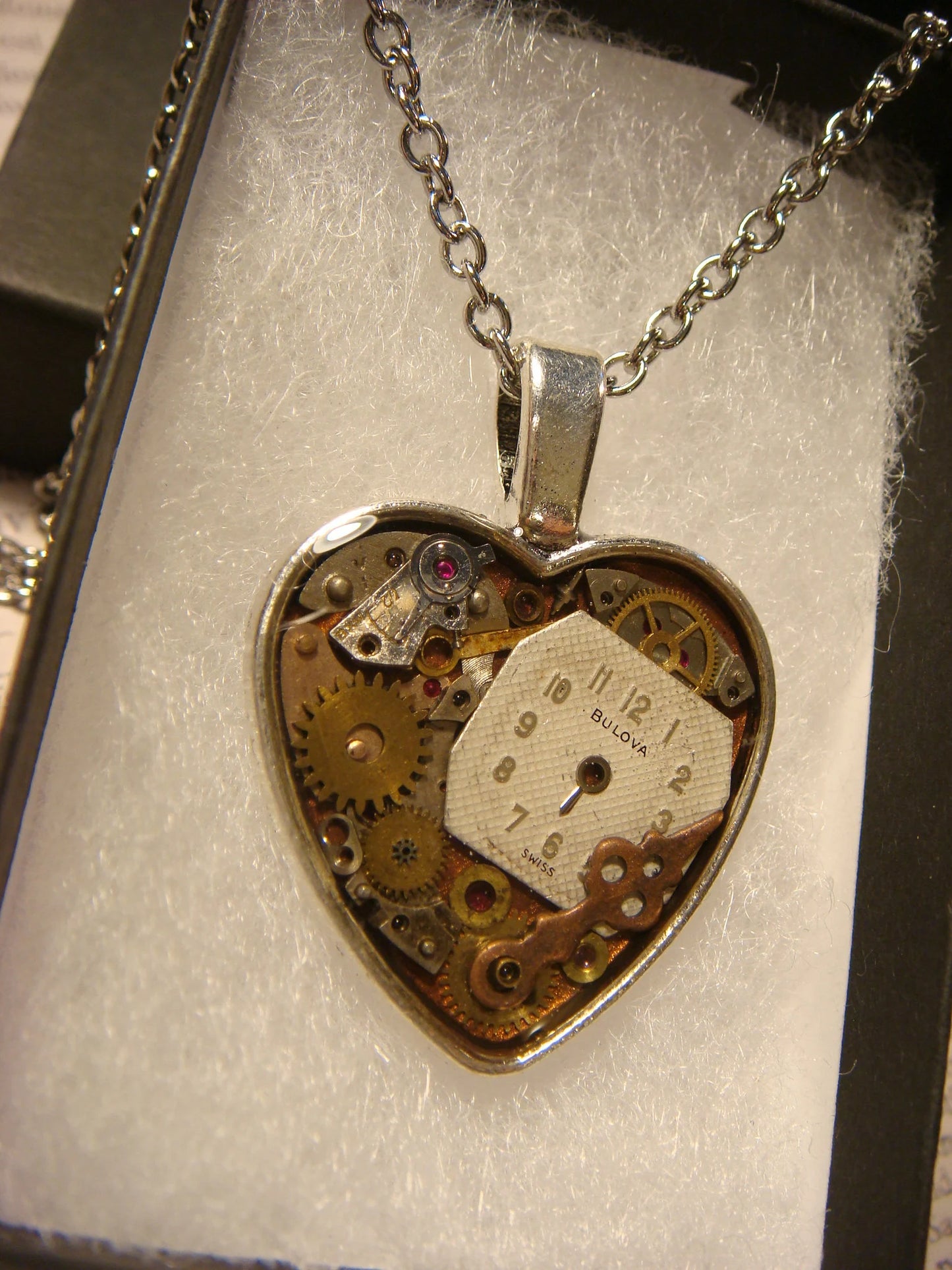 Clockwork Heart with Vintage Watch Parts Necklace