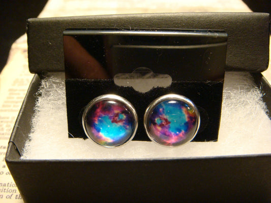 Nebula Galaxy Image Stainless Steel Stud Earrings