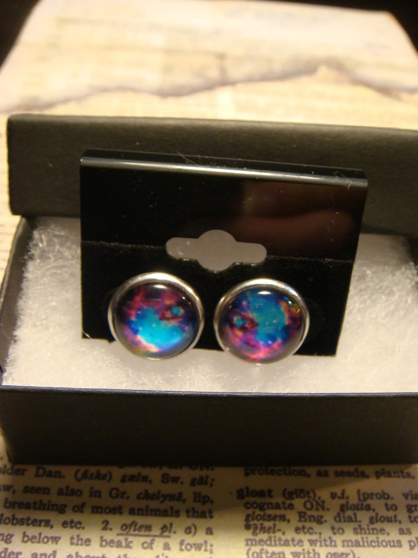 Nebula Galaxy Image Stainless Steel Stud Earrings