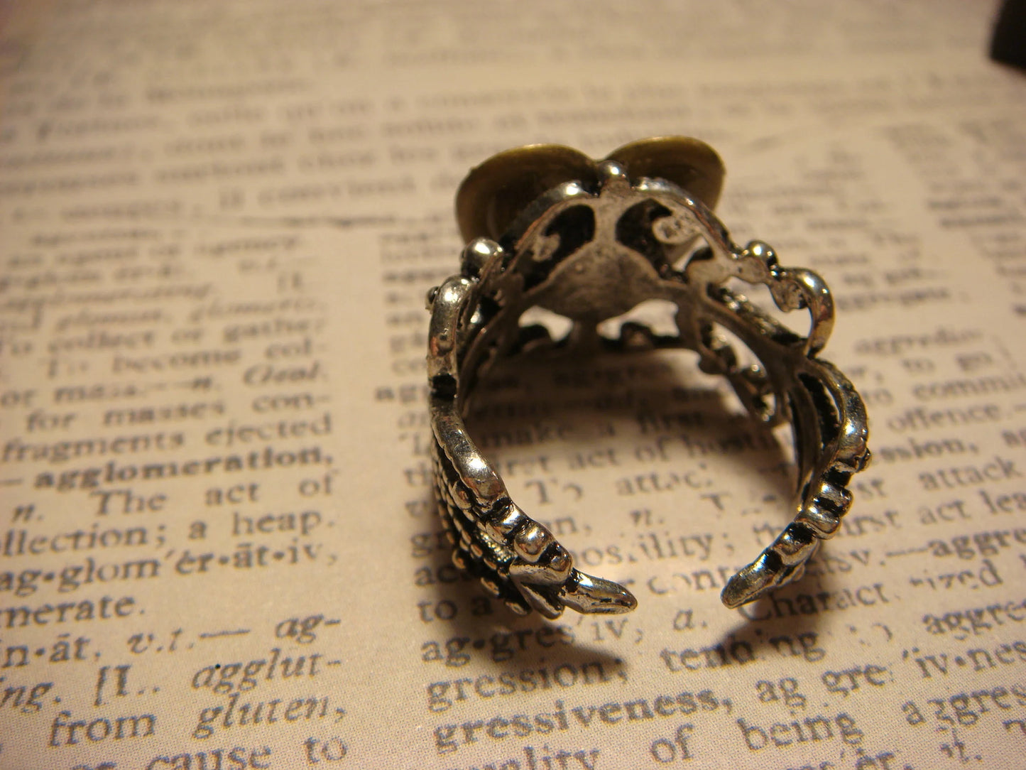 Watch Part Gear Heart Ring in Antique Silver