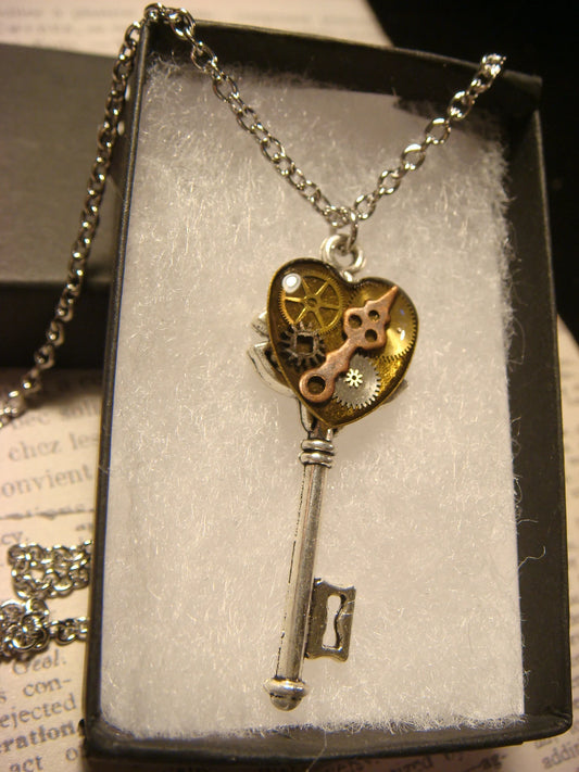 Clockwork Heart Key Necklace