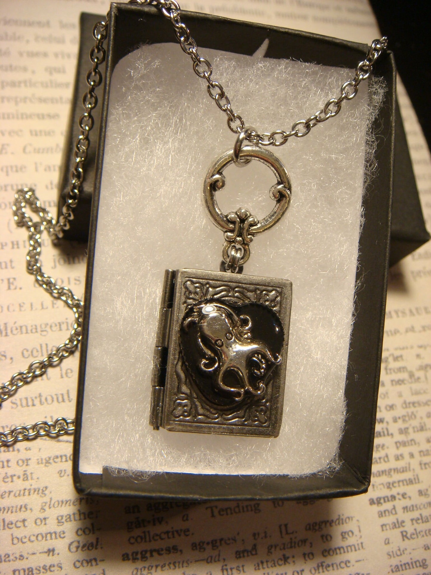 Octopus Heart Book Locket Necklace