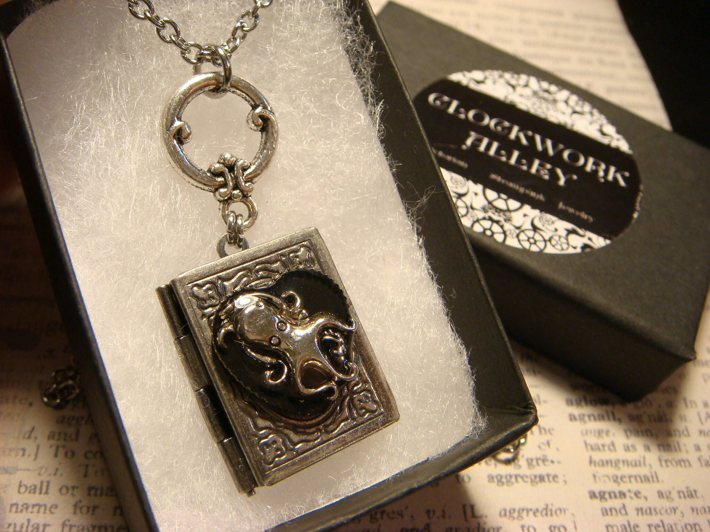 Octopus Heart Book Locket Necklace