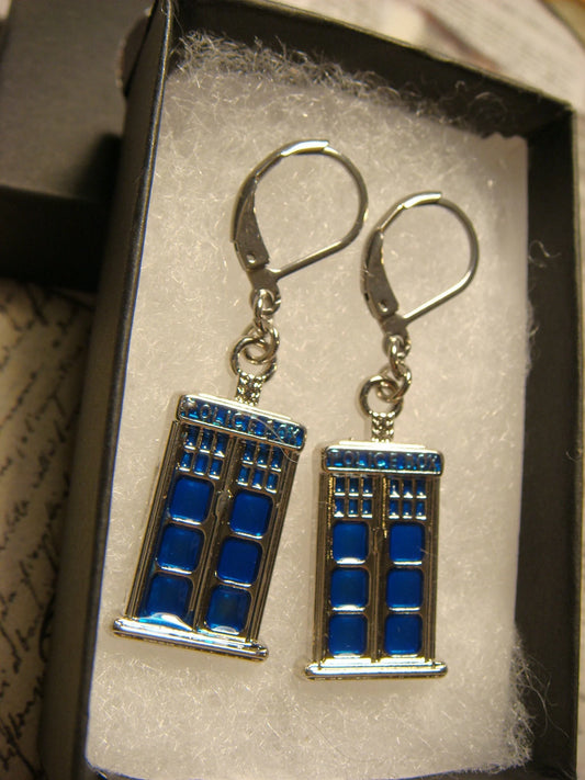 Police Box Dangle Earrings