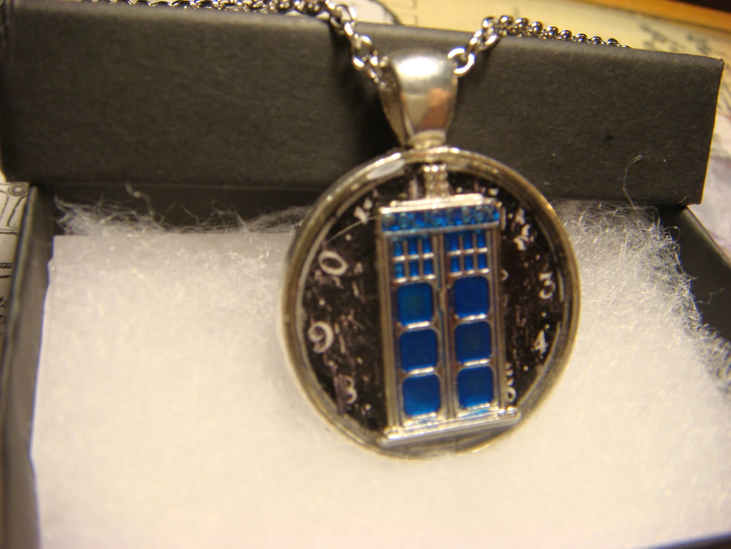 Police Box Clock Pendant Necklace