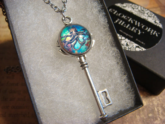 Octopus Galaxy Image Key Necklace