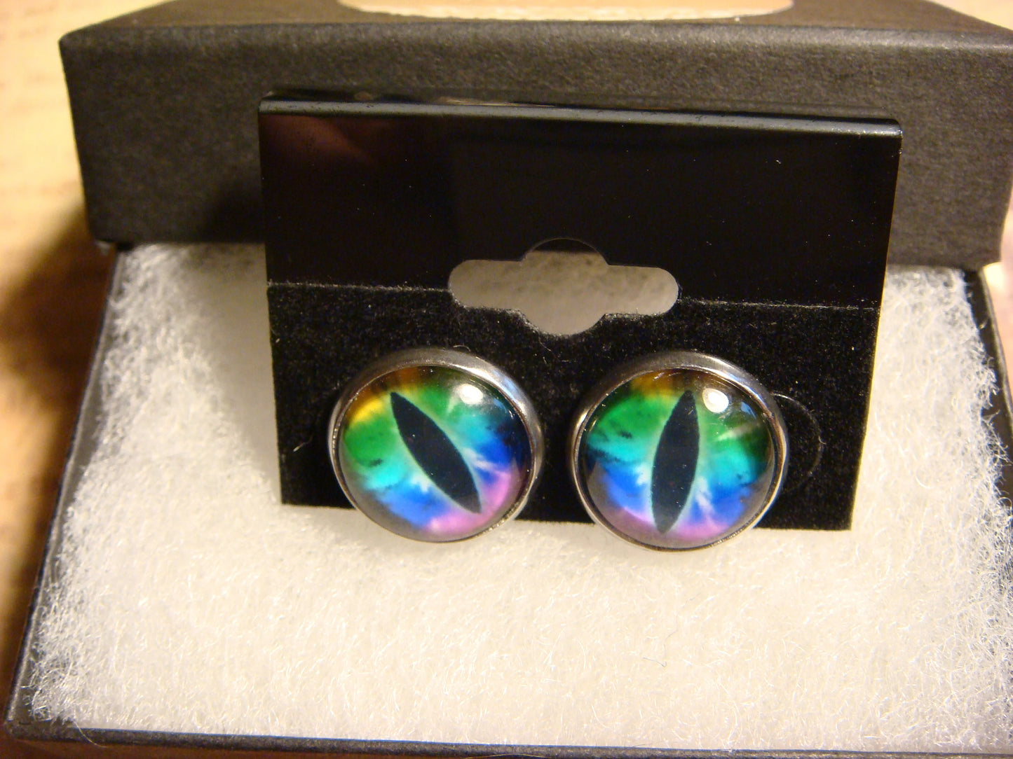 Colorful Eye Image Stainless Steel Stud Earrings