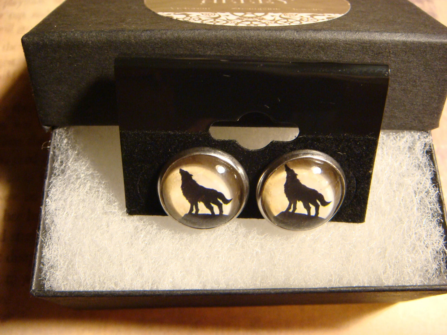 Howling Wolf Image Stainless Steel Stud Earrings