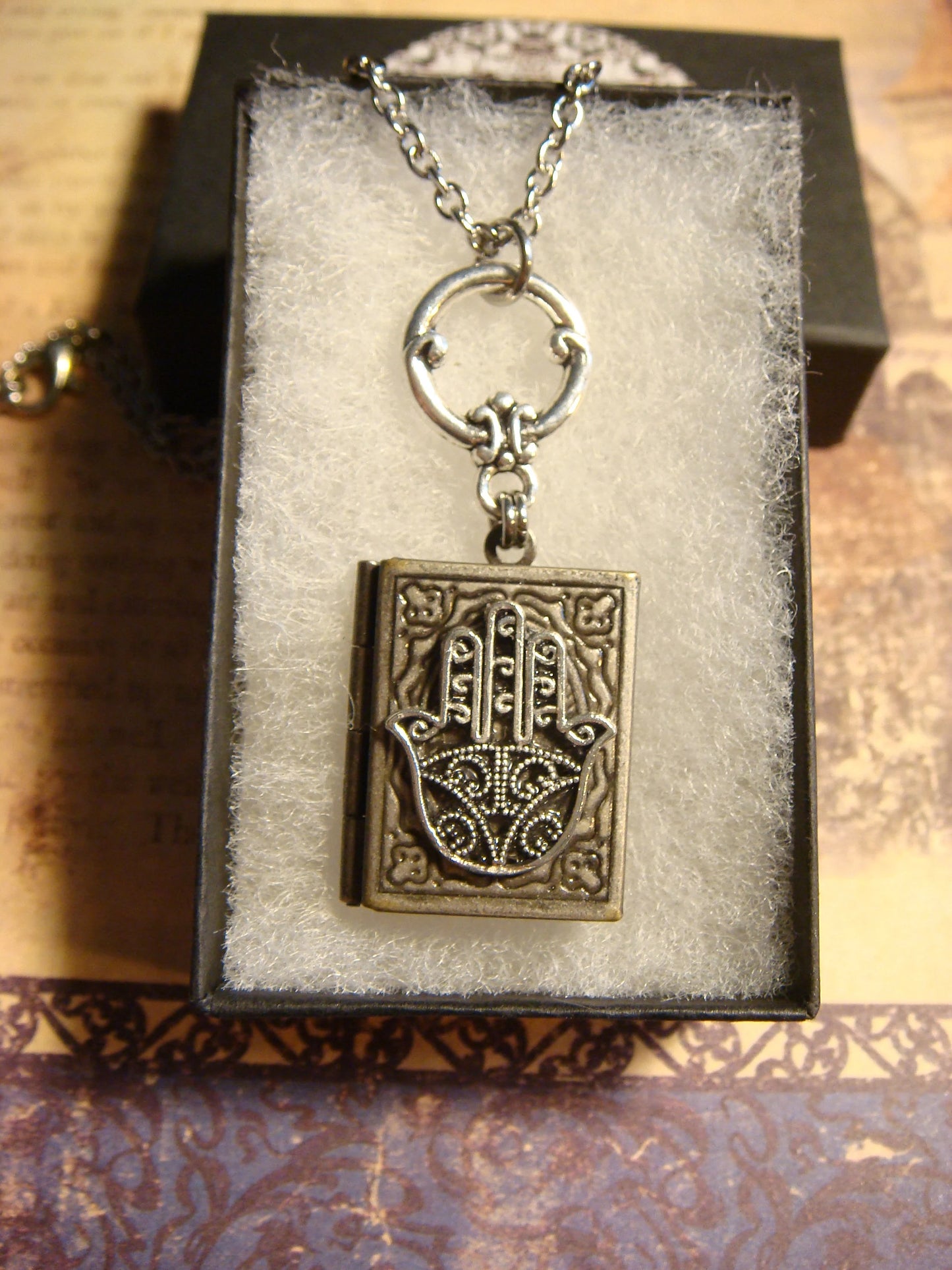 Hamsa Book Locket Necklace