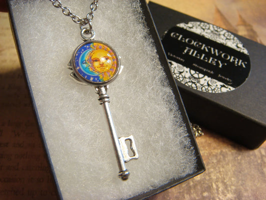 Moon and Sun Image Key Necklace