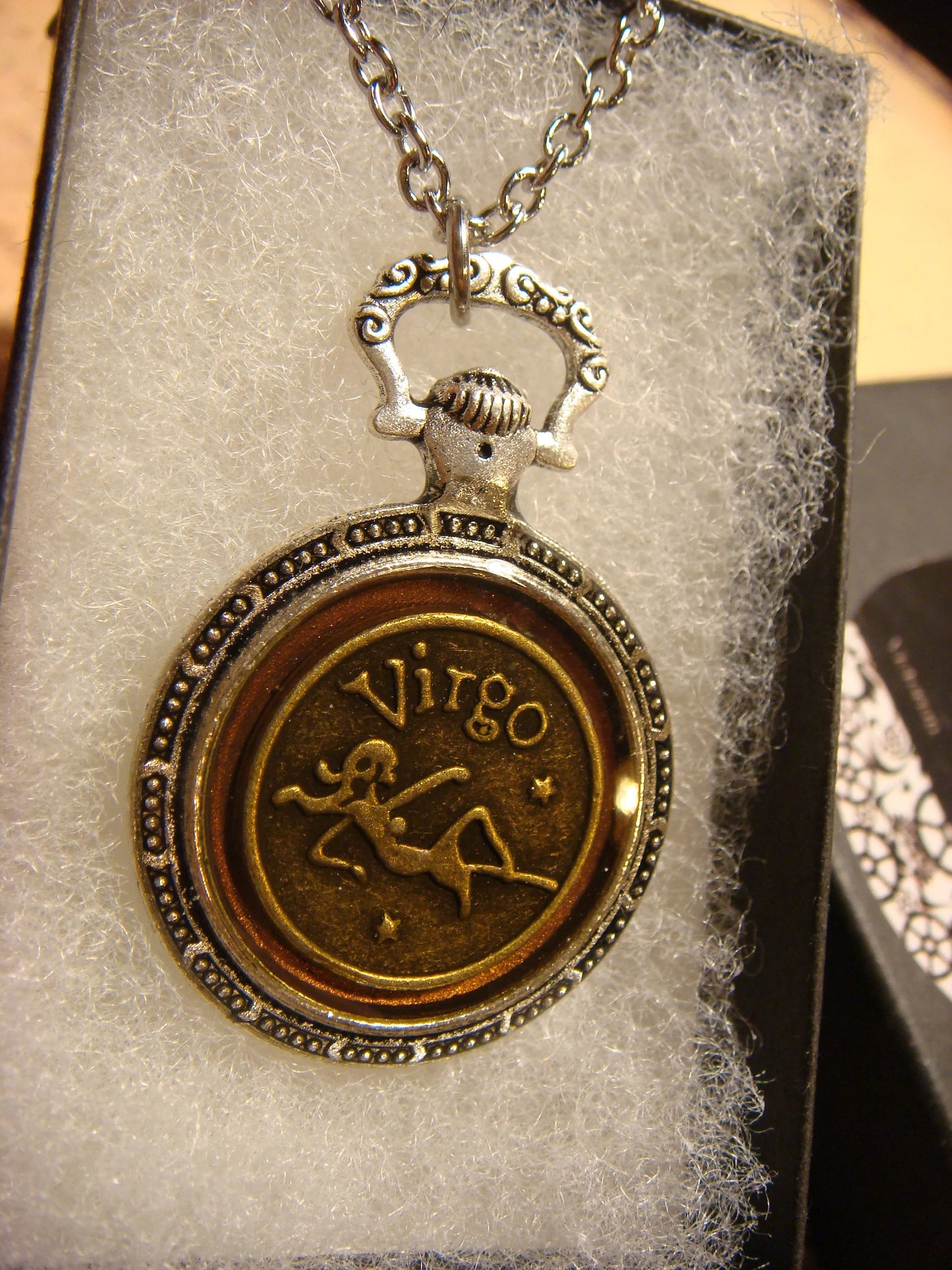 Zodiac Virgo Pocket Watch Pendant Necklace