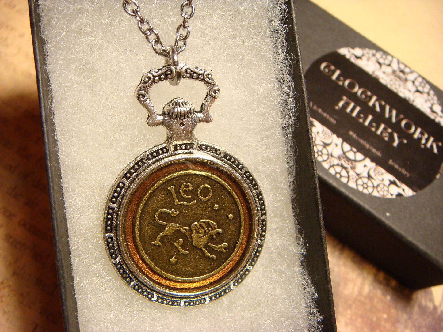 Zodiac Leo Pocket Watch Pendant Necklace