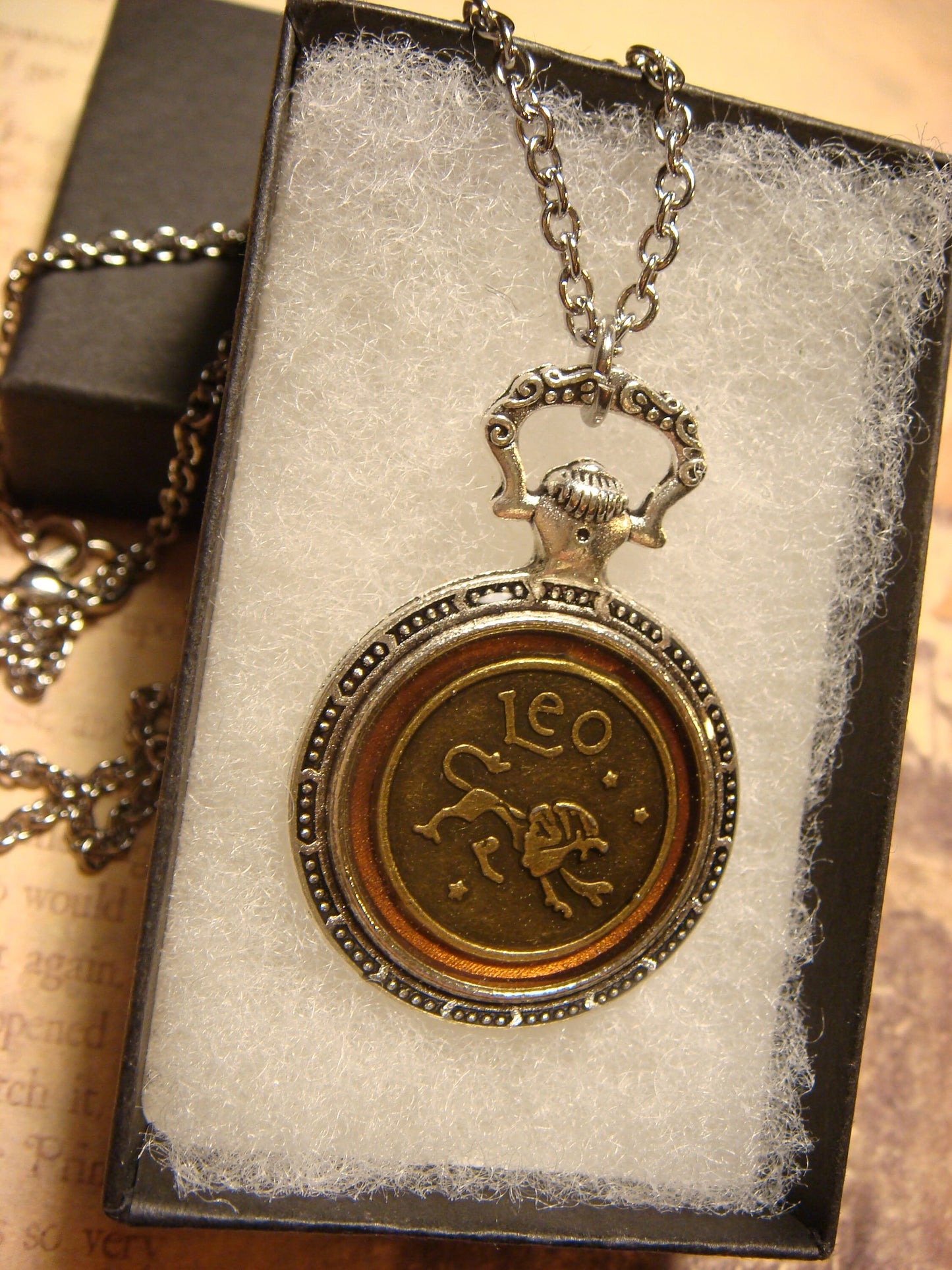 Zodiac Leo Pocket Watch Pendant Necklace