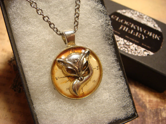 Fox over Compass Small Pendant Necklace