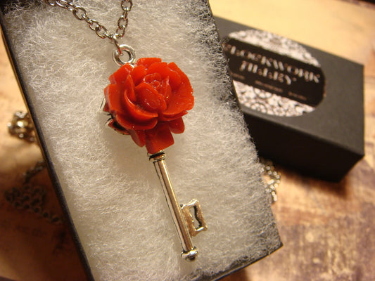 Red Rose Key Necklace